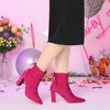 Allegra K Women's Pointed Toe Pull-On Drawstring Block Heel Ankle Boots - 2 of 4