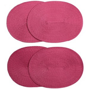 Home Mart Goods Pink Extra Thick Woven Trivet Oval Placemats Natural Cotton Hot Potholder Mat Heat Resistant - 12"x8.5"(Pack of 4) - 1 of 4
