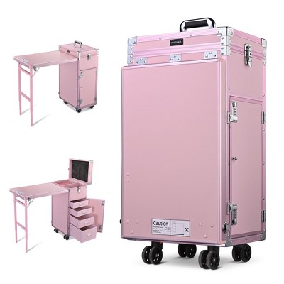 Byootique Rolling Makeup Train Case Nail Salon Cosmetic Organizer