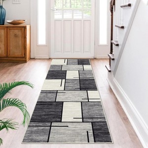 Acekool 2x6 Washable Runner Rug – Modern Geometric Non-Slip Carpet for Kitchen, Entryway, Bathroom & High-Traffic Areas - 1 of 4
