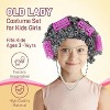 4E's Novelty Old Lady Costume for Kids 7 Pcs Set - for 100 Day of School Grandma Costume for Girls, Gray Curly Wig - 3 of 4