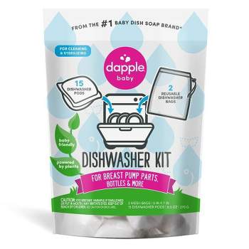 Dapple Dish Pods and Dishwasher Bag Kit - 15 Pods with 2 Reusable Dishwasher Bags