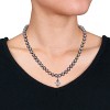 EVERLY JEWELRY |Sterling Silver 7-7.5mm Black Cultured Freshwater Pearl and 1/10 CT TW Black Diamond Men's Necklace with Large Lobster Clasp - 3 of 4