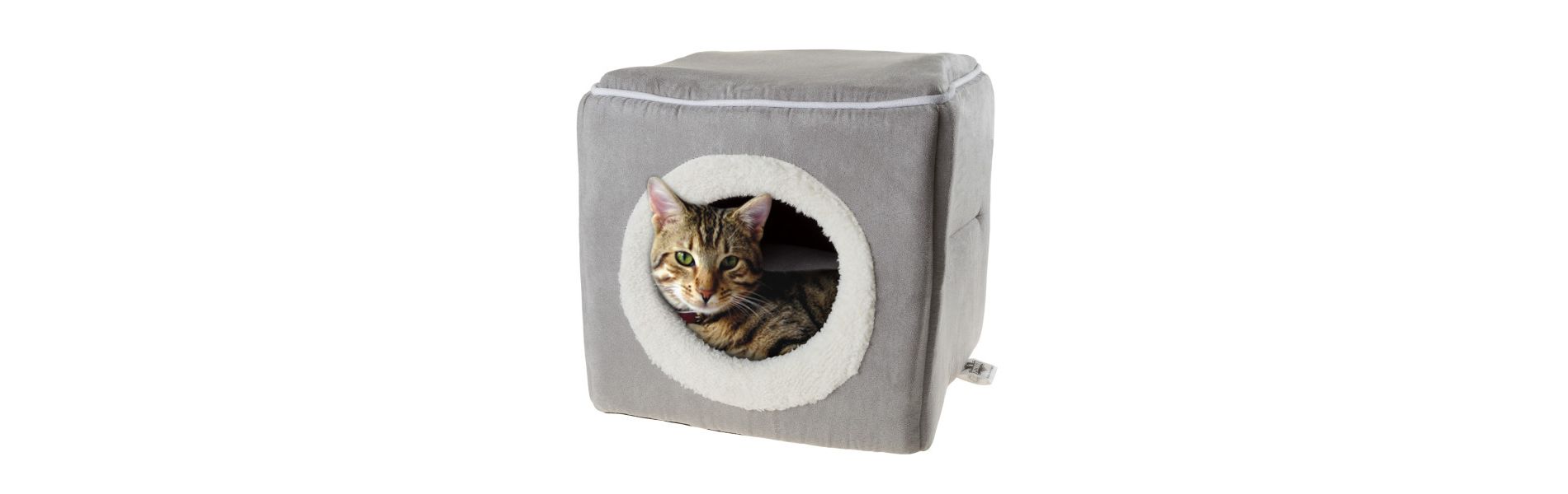Cat House - Indoor Bed with Removable Foam Cushion - Cat Cave for Puppies, Rabbits, Guinea Pigs, Hedgehogs, and Other Small Animals by PETMAKER (Gray)