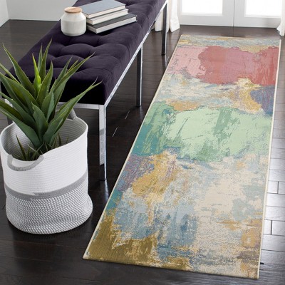 Abstract Marina Blue Rectangular Indoor/Outdoor Easy-Care Rug