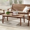 Teal Island Designs Farmhouse Rustic Acacia Wood Rectangular Outdoor Coffee Table 43 1/4" x 22 3/4" Brown Slat Tabletop for Spaces Patio House Balcony - 2 of 4