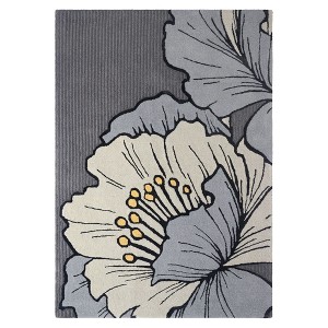 NICOLE MILLER NEW YORK Flora Grandeur Bloom Handcrafted Area Rug, Natural Wool Rug - 1 of 4