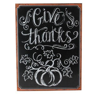 Northlight Black and White "Give thanks" Chalkboard Thanksgiving Wall Art Decor 14" x 10.5" - 1 of 3