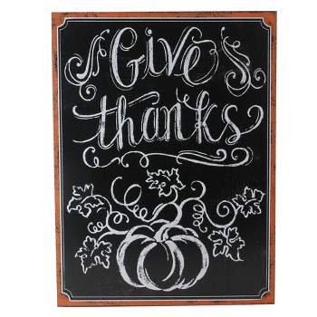 Northlight Black and White "Give thanks" Chalkboard Thanksgiving Wall Art Decor 14" x 10.5"