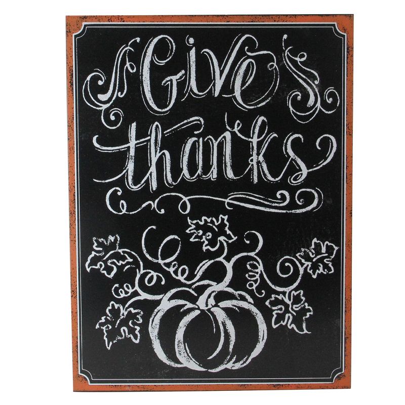 Northlight Black and White "Give thanks" Chalkboard Thanksgiving Wall Art Decor 14" x 10.5", 1 of 4