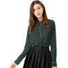 Allegra K Women's Printed Long Sleeve Piped Button Down Office Shirt - 2 of 4