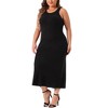 Agnes Orinda Women's Plus Size Crew Neck Sleeveless Knit Midi Tank Sweater Bodycon Dresses - 2 of 4