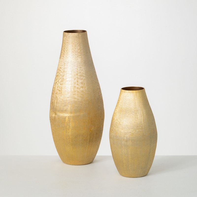 Sullivans Lustrous Brushed Gold Metal Vase Set of 2, 18"H & 11.5"H Gold, 1 of 8