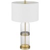 Cal Lighting Lenoir 150W 3 Way Glass Table lamp with Drum hardback Fabric Shade. Priced and Sold as Pairs - 2 of 4