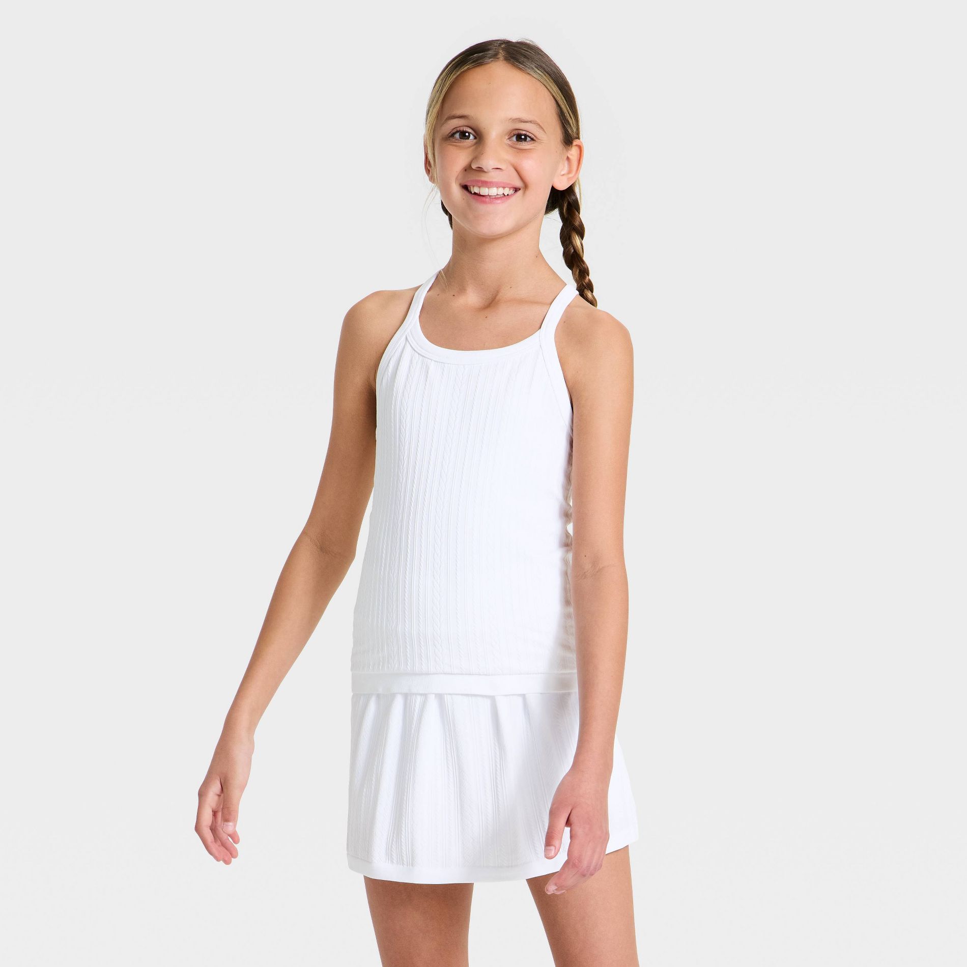 Girls' Seamless Textured Crop Active Tank Top - All In Motion™