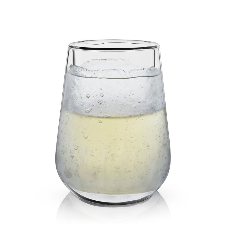 Viski Glacier Wine Glass, Double Walled Chilling Wine Glass, Active Cooling Gel, 8 Ounces, Clear Glass, Chilling Technology, Set of 1, 1 of 8