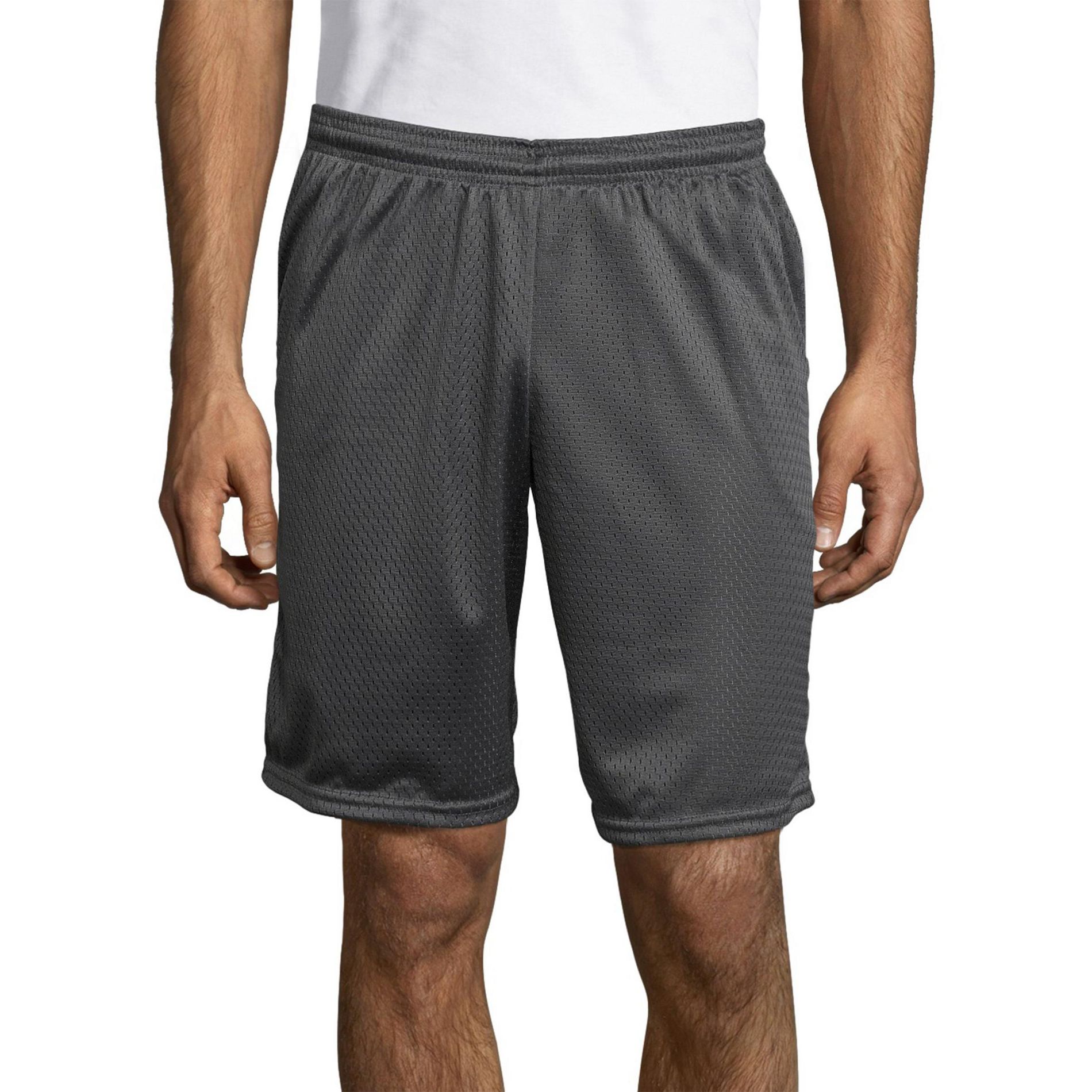 Hanes Sport Men's Mesh Athletic Shorts with Pockets, 9" Railroad Gray M