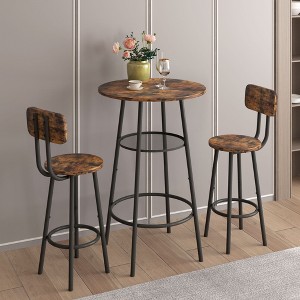 NicBex Dining Table Set for 2 Kitchen Table Bar Table Equipped with 2 Bar Stools with Backrest and Partition - 1 of 4