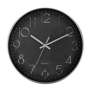 Unique Bargains Office Bedroom Decorative Battery Operated Silent Non Ticking Round Wall Clock 12 Inch - 1 of 4
