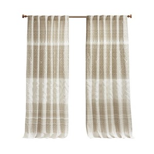 DSVIMOY Curtain Panels, Cotton Printed Curtain Panel with Chenille Detail and Lining for Living Room, Bedroom, Multicolor, 84"*50"*0.13" - 1 of 4