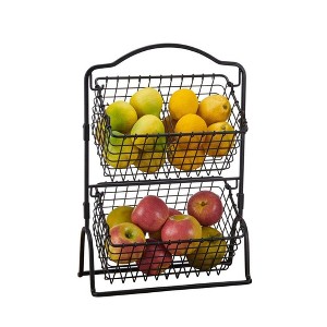 Gourmet Basics by Mikasa Grid Fruit Storage Basket, 2 Tier, Black - 1 of 4