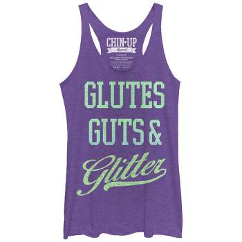 Women's CHIN UP Glutes Guts and Glitter Racerback Tank Top