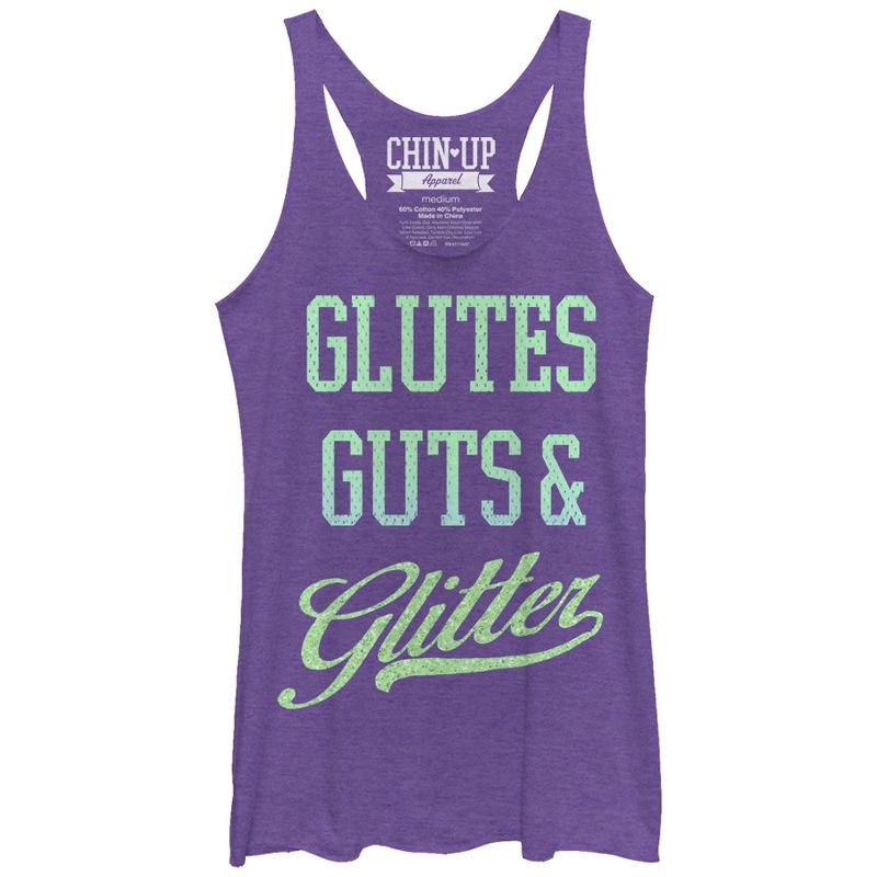Women's CHIN UP Glutes Guts and Glitter Racerback Tank Top, 1 of 4