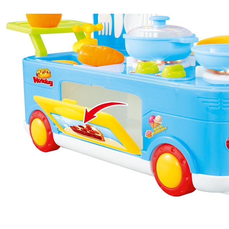 Ready! Set! Play! Link Little Chef 29 Piece Set, Fast Food Truck Bus Kitchen Toy, Food Pretend Play For Kids (Pink & Blue), 3 of 5