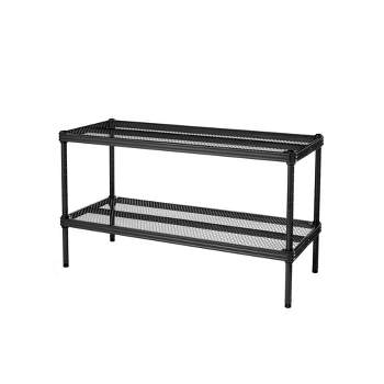 Design Ideas MeshWorks 2 Tier Full Size Metal Storage Shelving Unit Rack for Kitchen, Office, and Garage Organization, 31 x 13 x 17.5 Inches, Black
