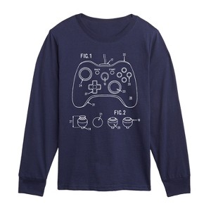 Boys' - Instant Message - Game Controller Rendering Long Sleeve Graphic T-Shirt - 1 of 4