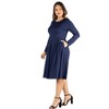 24seven Comfort Apparel Long Sleeve Fit and Flare Plus Size Midi Dress - image 2 of 4