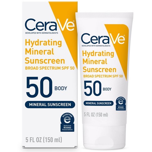 CeraVe Hydrating 100% Mineral Sunscreen Body Lotion - SPF 50 - 5 fl oz - image 1 of 4