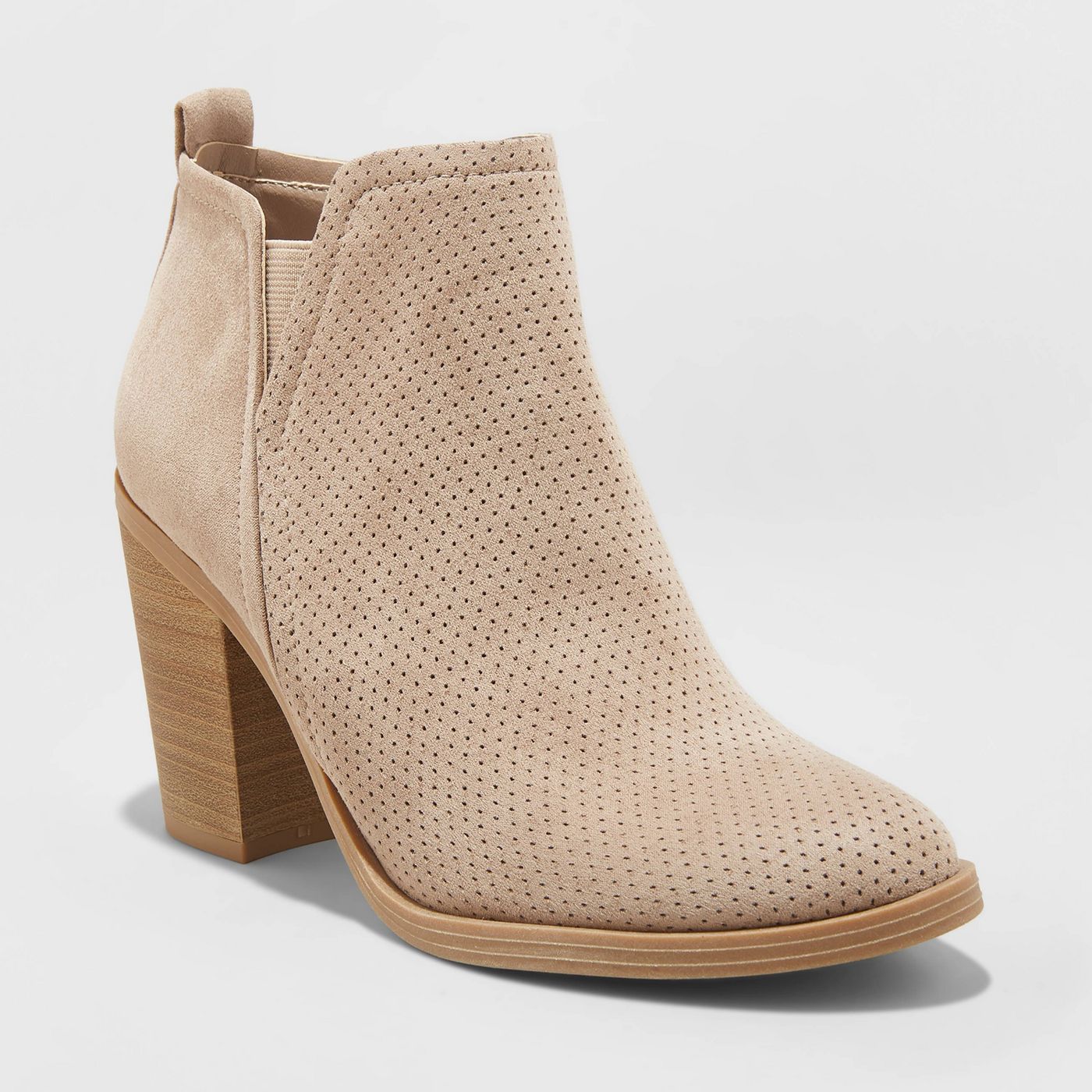 Women's Avalyn Microsuede Laser Cut Bootie - Universal Thread™ Taupe - image 1 of 3