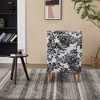 Gulches Antique White Gray Wing Back Polyester Reading Chair Walnut Tone Wood Coffee Table Set of 1 High Back Rubberwood Frame 400 lb Vintage Luxury - 3 of 4