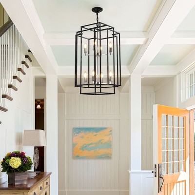 Hanging Pendant Light, Chandeliers With Adjustable Boom, Metal Frame, Removable Metal Rods, Ceiling Light For Hallway, Dining Room, Kitchen Island