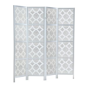 NicBex 4-Panel Room Divider Modern Folding Fabric Privacy Screen with Wood Legs for Home & Office - 1 of 3