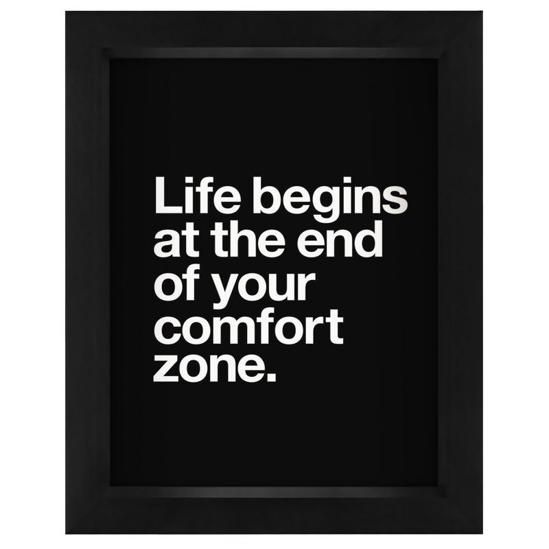 Americanflat Minimalist Motivational Life Begins At The End Of Your Comfort Zone' By Motivated Type Shadow Box Framed Wall Art Home Decor, 1 of 10