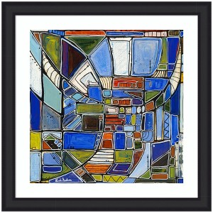 Kate and Laurel Framed Art Retro Current by Leah Nadeau, 27x27, Oliver Black Narrow - 1 of 4