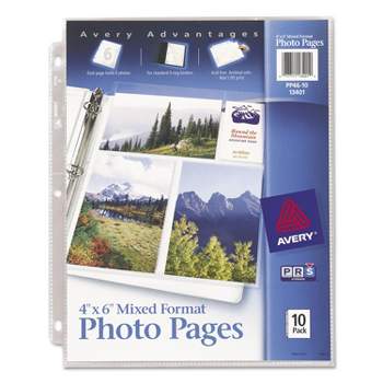 Avery Photo Storage Pages for Six 4 x 6 Mixed Format Photos 3-Hole Punched 10/Pack 13401
