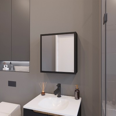 Vynxaria Morenci Medicine Cabinet With Included Mirror And 1 Door, Black