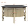 Zeus & Ruta 30.3" Round Mid-Century Coffee Table with Sliding Door Storage for Small Living Spaces - 3 of 4