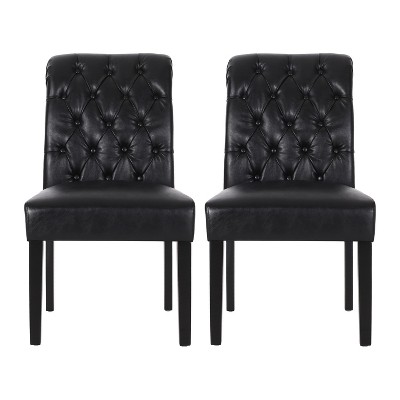 NicBex Upholstered Dining Chairs Set of 2 with Rolled Top and Wood Legs for Living Room,Meeting Room,Bedroom