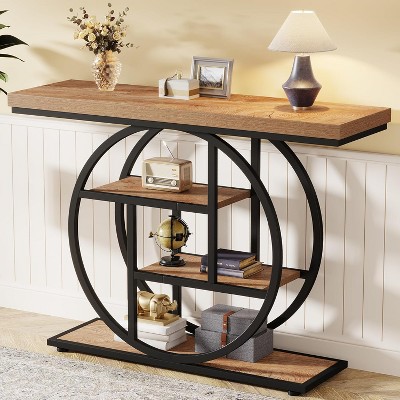 Tribesigns  Industrial 4-Tier 41.3" Console Table with Circle Base