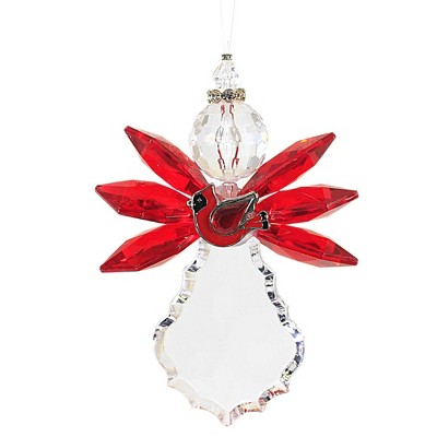 Ganz 4.25 In Cardinal Angel Ornament Faceted Christmas Tree Ornaments