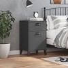 vidaXL Bedside Cabinet Accent End Table Bedroom Furniture Solid Wood Pine, 15.7"x13.8"x25.6", With 2 Drawers - 3 of 4