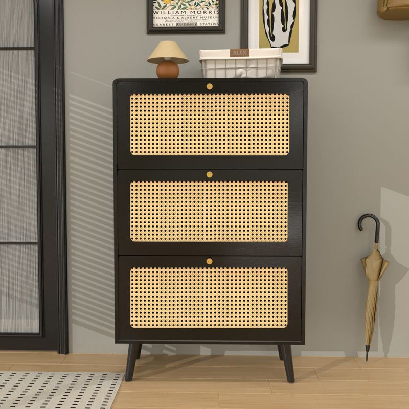 31.49" Rattan Narrow Shoe Cabinet with 3 Filp Drawers, Freestanding Shoe Storage Organizer for Entryway 4M - ModernLuxe, 1 of 8