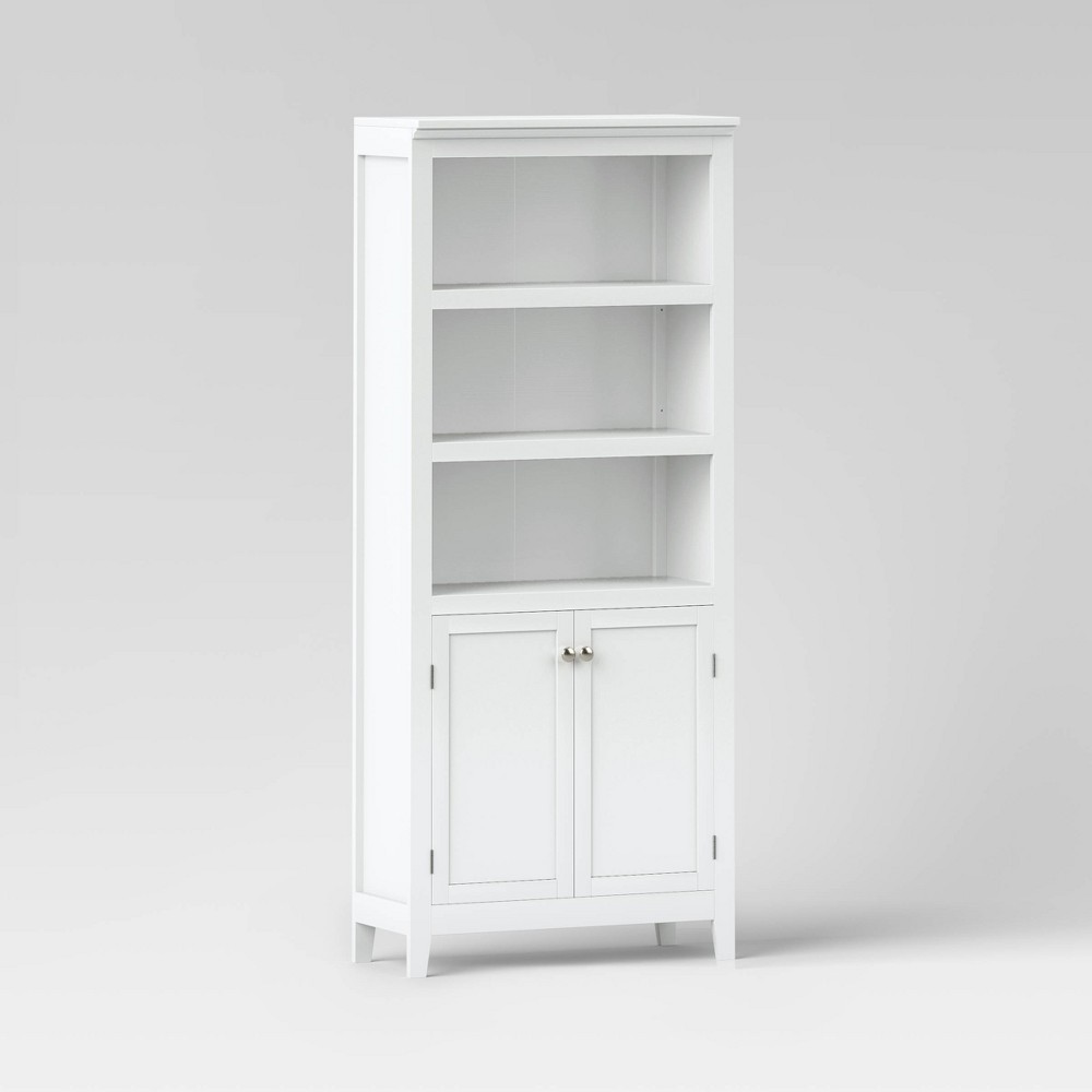 Photos - Wall Shelf 72" Carson 5 Shelf Bookcase with Doors White - Threshold™