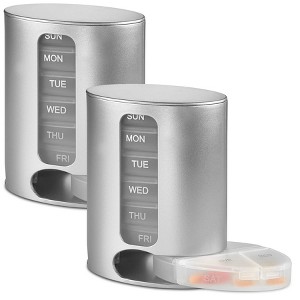 MEDca Stackable Daily Pill Organizers: 2-Pack Weekly Medication Reminder w/ 7 Individual Stacking Cases: AM/PM Boxs 4 Times/Day - 1 of 4
