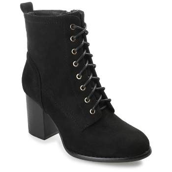 Journee Collection Womens Baylor Lace Up Stacked Heel Booties
