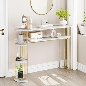 Console Table, Sofa Tables Gold Narrow Entryway Table with Drawer and Storage - 1 of 4